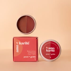 Duo Batom Cremoso Multifuncional 3 em 1 - Pecan+Goiaba Amo Karité