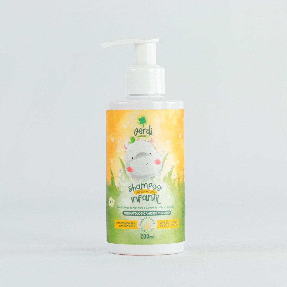Shampoo Infantil 100% Natural com Extratos de Aloe Vera e Camomila + Óleos Essenciais